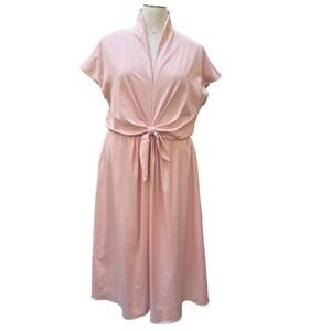 Flawed Gal Meets Glam Margie Tie Waist Satin Midi Dress Women's Size 18 Pink
